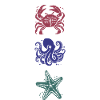 Crab, octopus and starfish