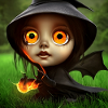 Cute witch with fire eyes