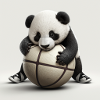 Cute panda with ball