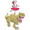 Einhorn reitet T-Rex