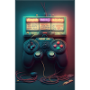 Gaming Controller im Neon-Art Style