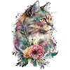 Boho Katze Aquarell Blumen