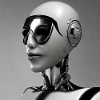 Human robot black and white