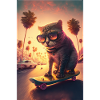 Cat Skateboard Sunglasses Palms Skateboarding