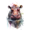 Nilpferd Flusspferd Hippo Auquarell