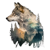 Wolf Trees Paysage Aquarelle