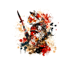 Samurai Cat Red Black