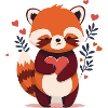 Panda roux avec cœur