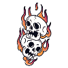 Totenkopf im Feuer traditionelle Tattoo-Kunst