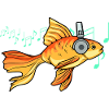 Goldfish Musician Headphones Music Notes