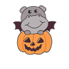 Hippo Halloween Pumpkin Bat Costume