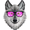 Wolf mit rosa Brille