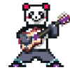 panda playing guitar pixel
