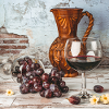 Wine jug with grapes
