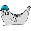 Seal with fisherman's hat