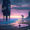 Future beach digital art
