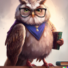 Owl as librarian digital art