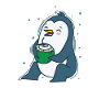Penguin drinks a coconut Antarctica