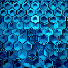 Modernes geometrisches blaues Sechseck
