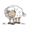 Cheerful illustration of a smiling sheep