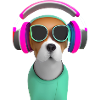 cool dog with headphones