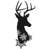 Winterhirsch Silhouette mit Schneeflocken