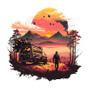 Sunset car and adventure