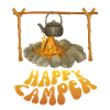 Camping, campfire, funny camper saying
