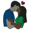 Mixed couple kissing