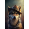 Loup mignon avec chapeau