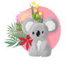 Süßer Koala mit Blumenkranz