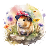 Guinea pigs in flower meadow