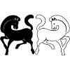 Two horses black and white