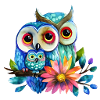 Family Owl - Aquarelle