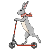 Rabbit on Scooter/e Scooter, Funny Design