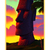 Moai Easter island portait sunset