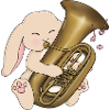 Tuba mignon jouant Kawaii Rabbit