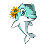Cute dolphin with flowers