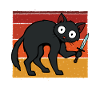 Crazy cat with knife