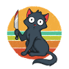 Crazy cat with knife