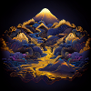 Japanese Mountain Black Background