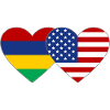 Mauritius USA Flag Heart