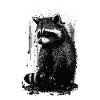 Raccoon White & Black Stencil