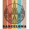 Barcelona Gothic Skyline Farbblock-Poster