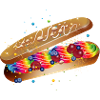 Illustration eines gefüllten kunterbunten Eclairs