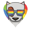 Regenbogen - Hund mit Brille - Bullterrier