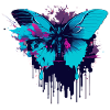 Blue Vaporwave Butterfly
