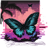Flying Vaporwave Butterfly