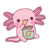 Cute Axolotl Eating Potato Chips