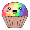 süßer Regenbogen Muffin